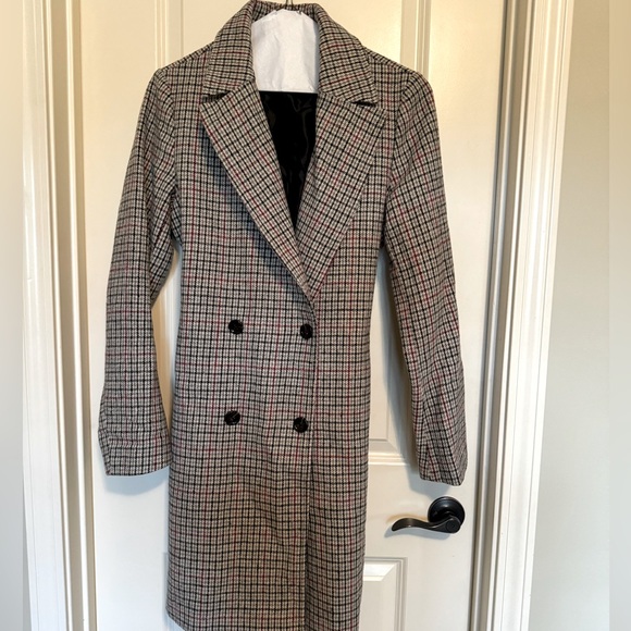 Missguided Houndstooth Peacoat, Size 4 Tall (GUC) - Picture 3 of 8